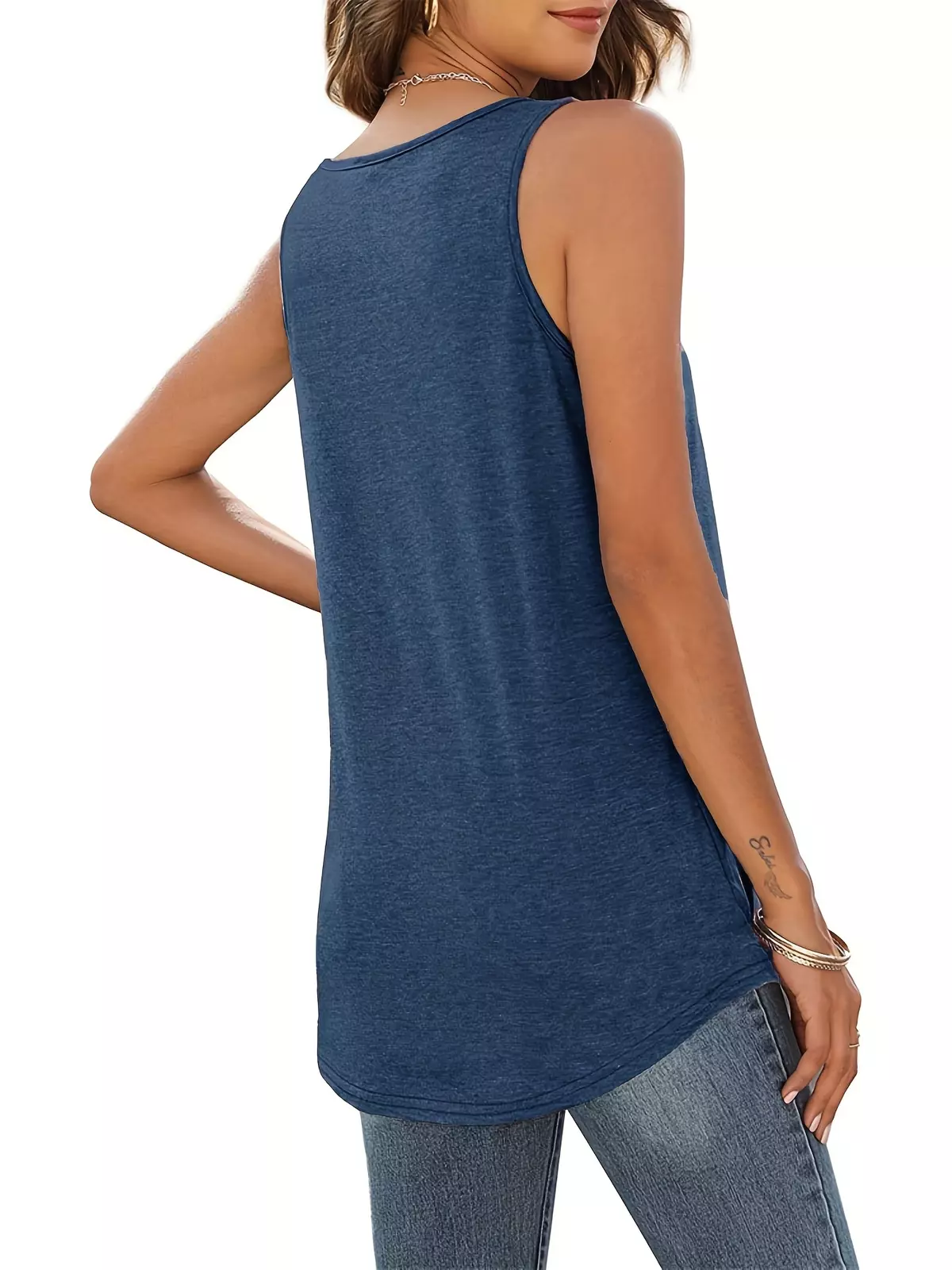 Solid Pleated Tank Top, Casual Sleeveless Top For Summer, Women's Clothing-Light Gray Blue