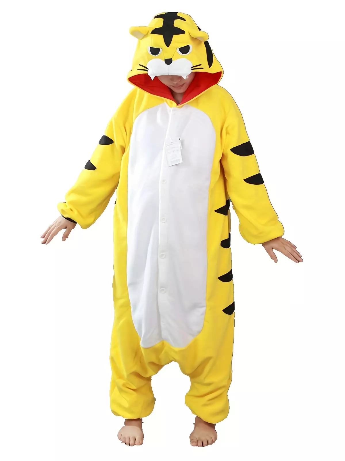 Christmas Women's Tiger Pajama Jumpsuit - Cozy Long Sleeve Hooded Sleepwear With Buttons