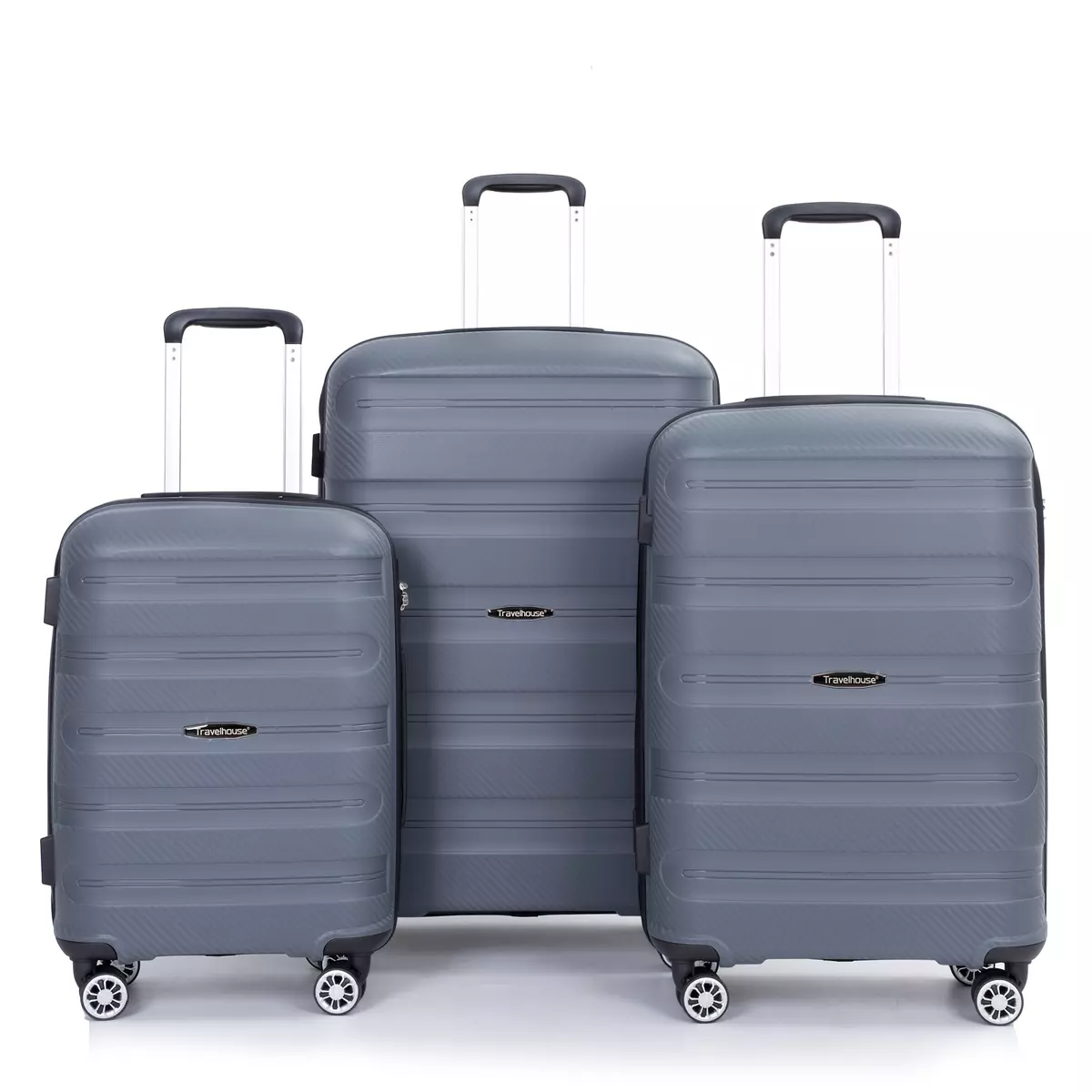 3pcs Hard Shell PP Luggage Suitcase, Carry On Trolley Case With TSA Lock, Universal Wheels Travel Case 20''24''28''-Pink 20"24"28"