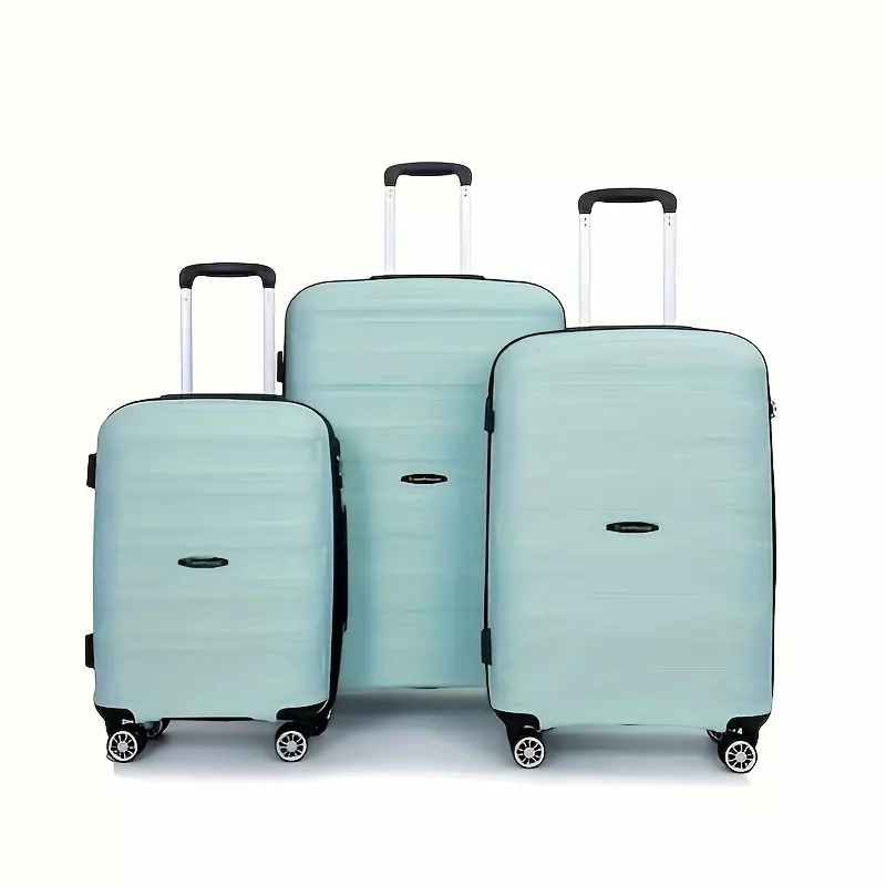 3pcs Hard Shell PP Luggage Suitcase, Carry On Trolley Case With TSA Lock, Universal Wheels Travel Case 20''24''28''-Pink 20"24"28"