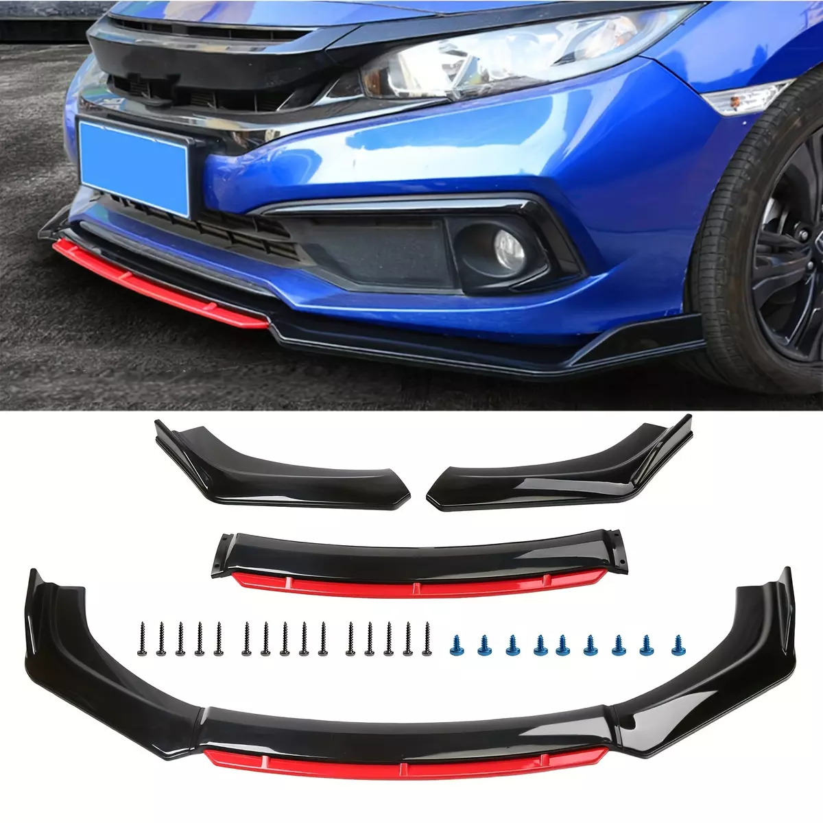 Universal Car Front Bumper Lip Body Kit Splitter Spoiler Diffuser Protector