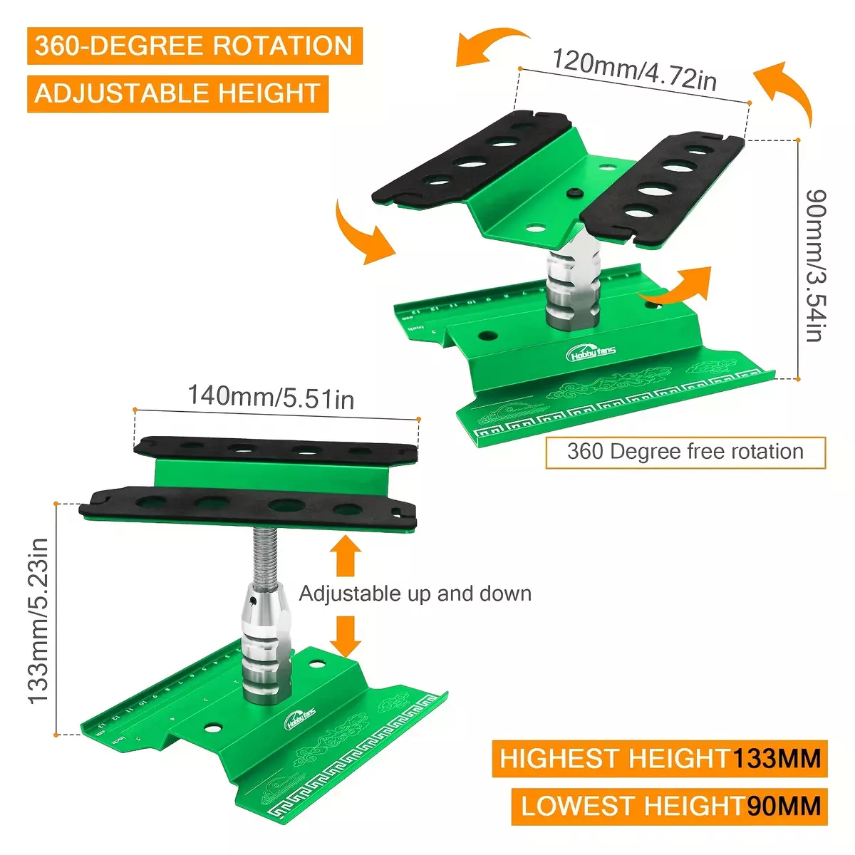 Remote Control Car Repair Station Assembly Bracket, Remote Control Assembly Platform Work Bracket, 360° Rotating Lifting And Screw Bracket For 1/8 1/10 1/12 1/16 1/18 Remote Control Cars, Trucks