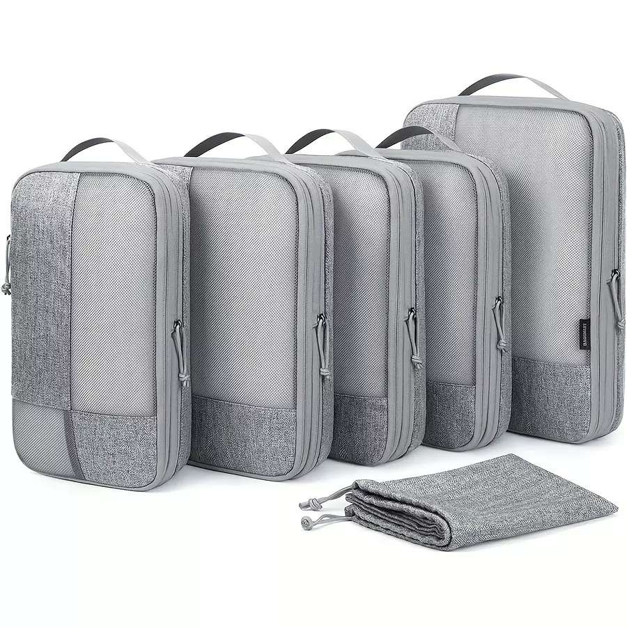 6-Piece Compression Luggage Packing Cubes Luggage Packing Cubes Compression Luggage Packing Cubes and Luggage Manager-grey