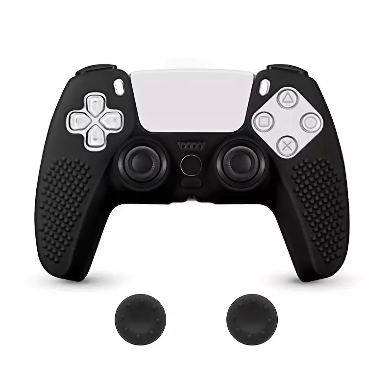 Silicone Protective Skin Case For Sony Dualshock 5/PS5 Gamepad Rubber Shell Skin For Sony/PS5 Controller + 2 Thumb Grips Caps-Transparent