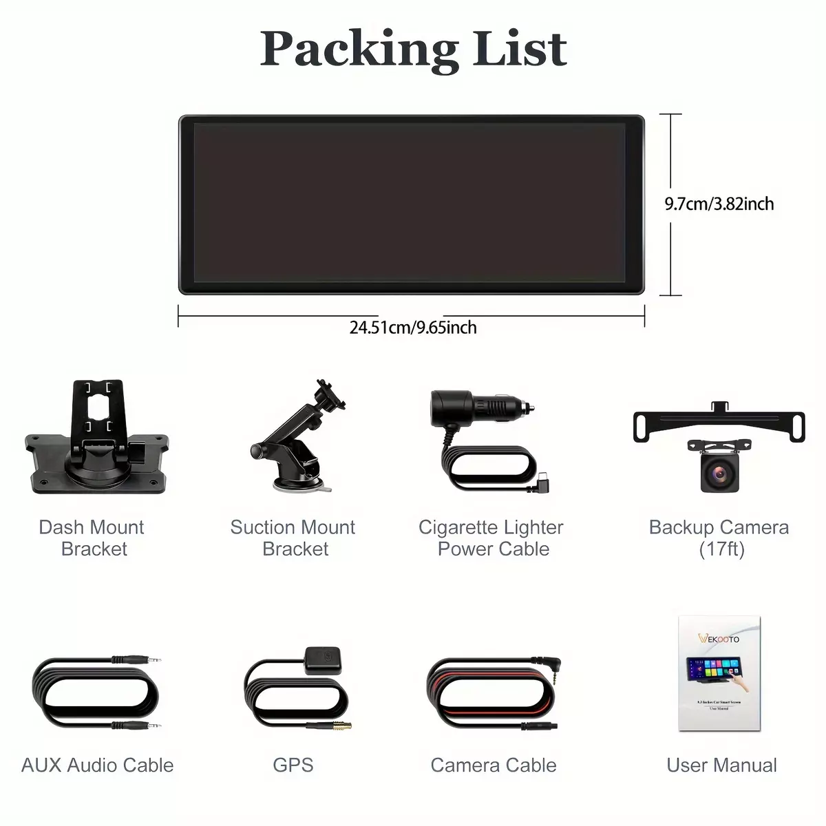 Carplay Screen for Car, Wireless Portable 10.26'' Touch Screen Android Auto Mirror Link Driveplay, 1080p Backup Camera/GPS Navigation/Voice Control/FM Transmitter