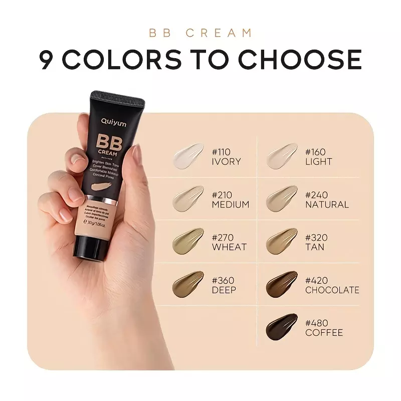 Hydrating Pore-Perfecting BB Cream | Waterproof, Full Coverage, Evens Skin Tone | Natural Look for All Skin Types | 30g-180# Buff
