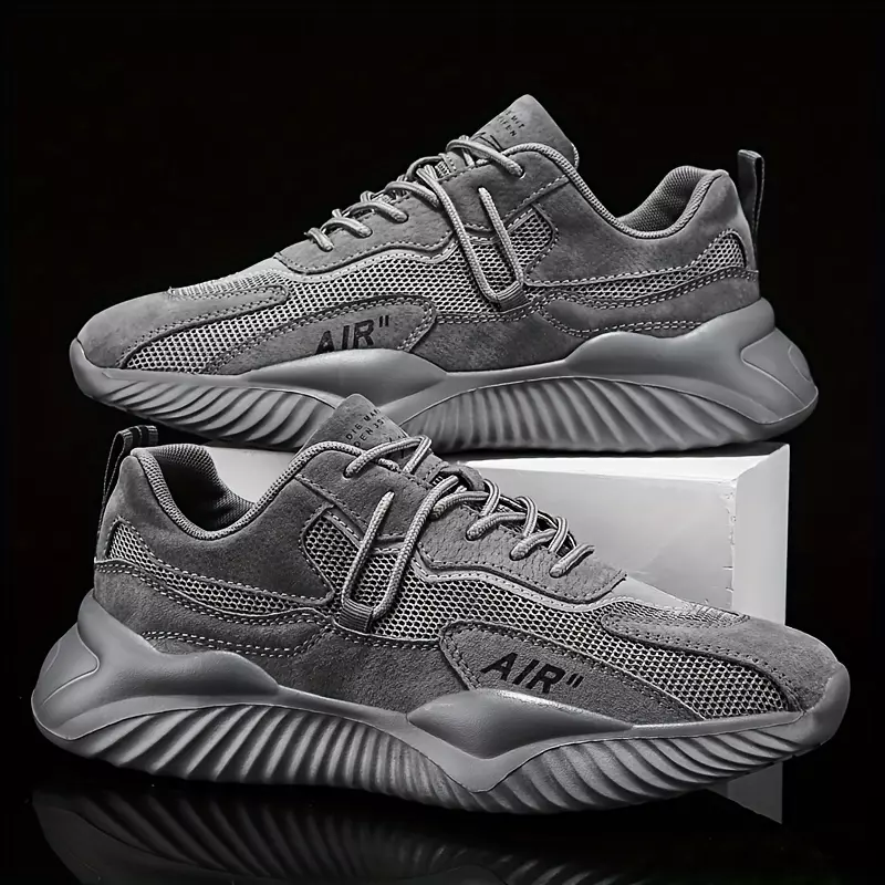 Breathable and Wear-Resistant Men's Running Shoes with Lace-Up Design-Dark Green color