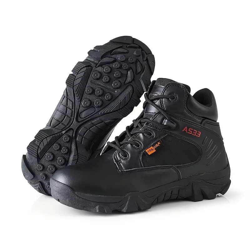 Men's High Top Solid Boots, Comfy Non Slip Lace Up Durable Shoes For Men's Outdoor Activities-Sand Color