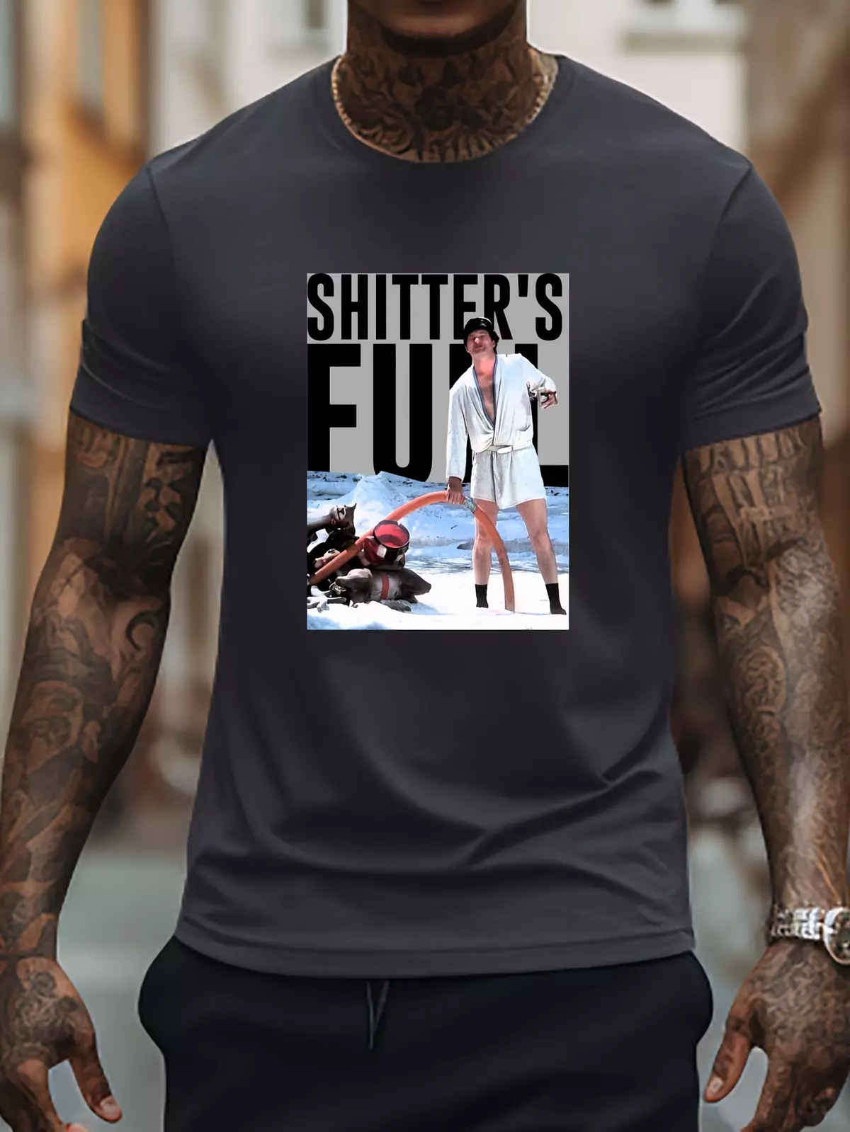 Men's Plus Size Graphic Print T-Shirt - Comfortable Crew Neck, Trendy Design, Oversized Fit for Summer-Khaki
