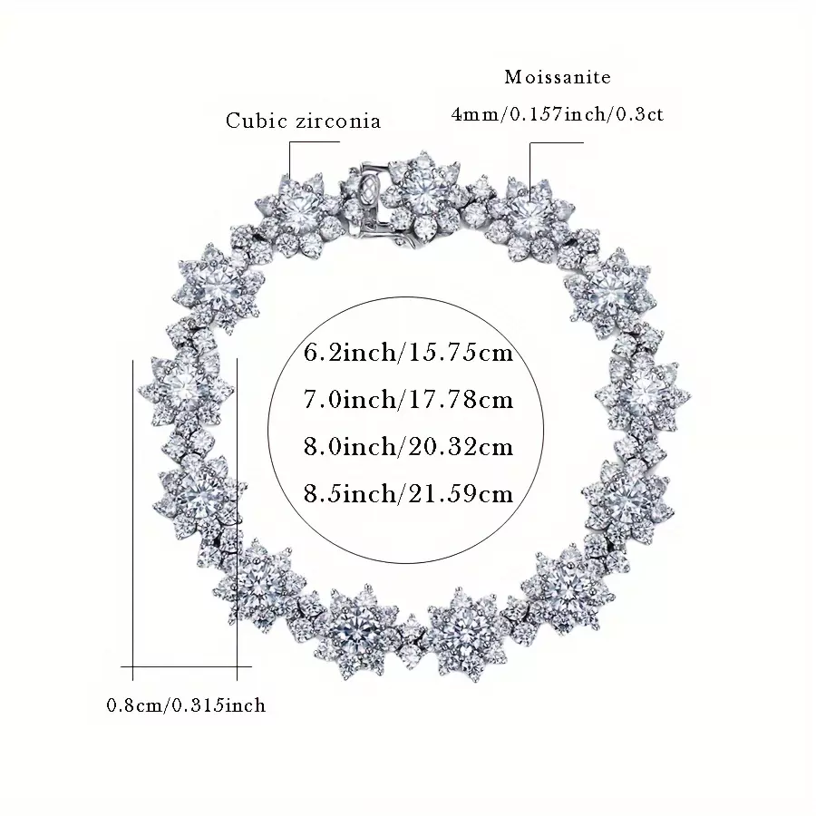 S925 Moissanite Bracelet, Men's and Women's Temperament Fashion Party Engagement Wedding Anniversary Gift for Boyfriends and Boyfriends Wedding Anniversary with Certificate