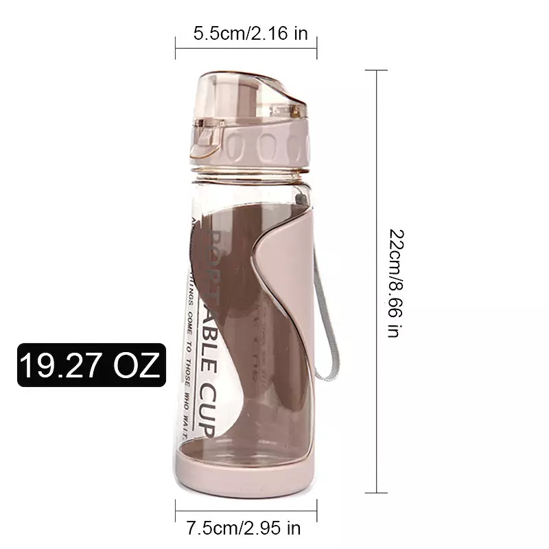1pc 570ml/19.27oz Outdoor Sports Water Tumbler, Portable Flip Cap Water Bottle, Plastic Water Jug-Green
