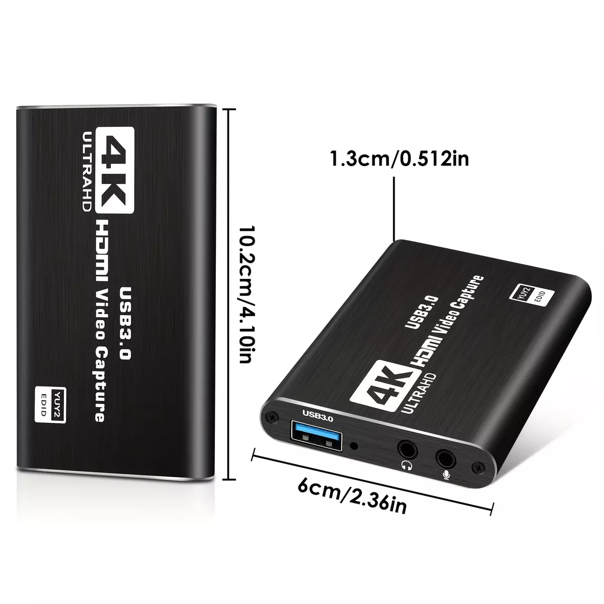 4K Audio Video Capture Card, USB 3.0 HDMI Video Capture Device, Full HD 1080P, 3.5mm TRS Audio Input, for Game Recording, Live Streaming Broadcasting.HDMI input 4K@30Hz, USB acquisition 1080P@60Hz/720P optional (recommended input720P)