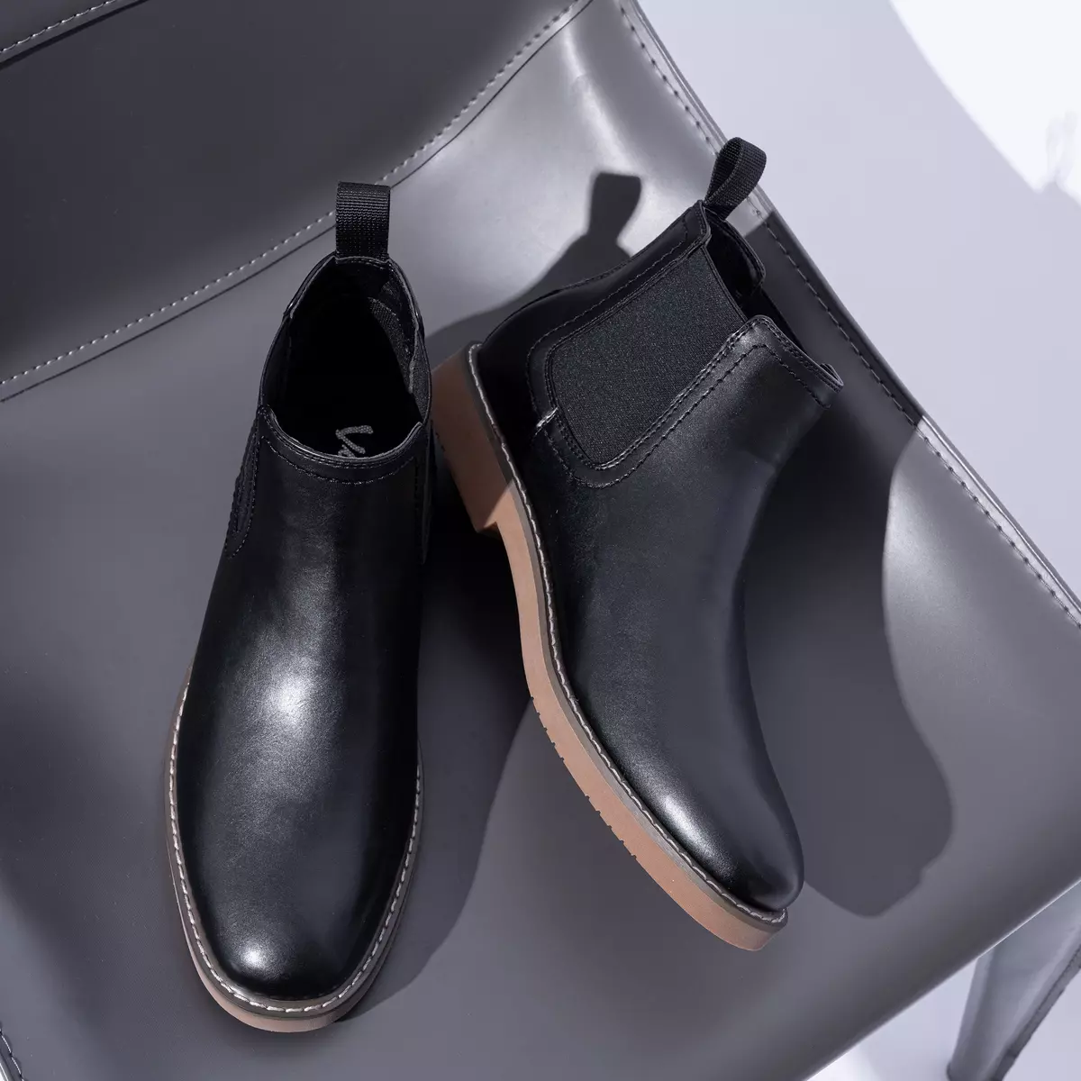 Men's Solid Classical Chelsea Boots With PU Leather Uppers, Wear-resistant Slip On Dress Boots For Business Occasions, Men's Office Daily Footwear-BMY8044-pu