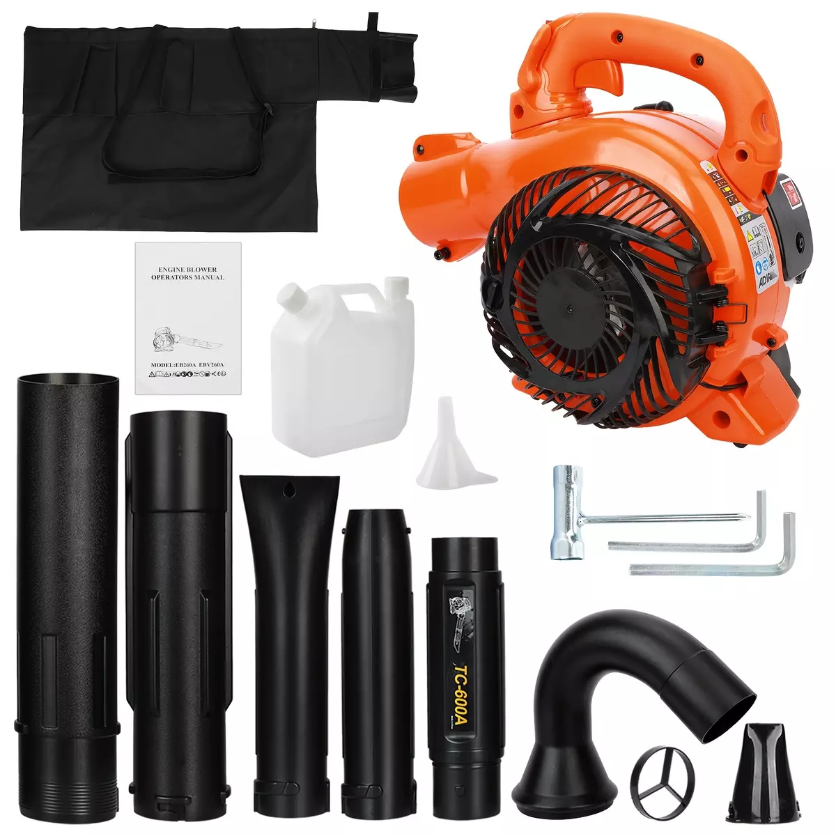 A 33.46*11.81*11.81 inch EBV260A blow and suction dual-purpose gasoline hair dryer to suck leaves blow welding slag leaf suction small household leaf suction machine