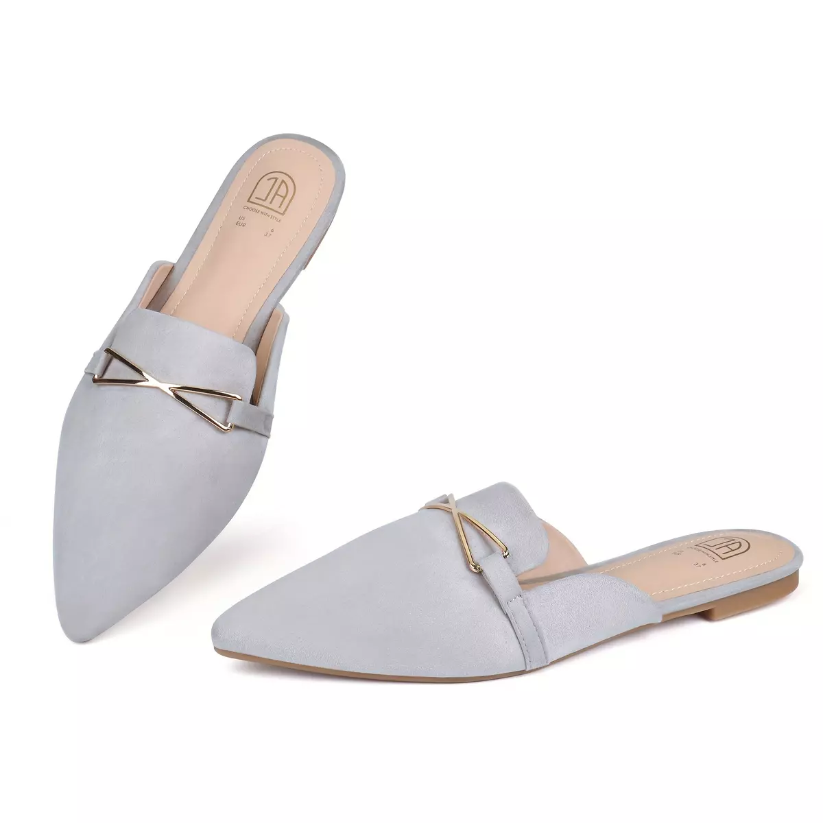 Women's Mule Flats, Backless Loafer Pointed Slip On Mule Slides Shoes, Half Footwear For Daily-Black