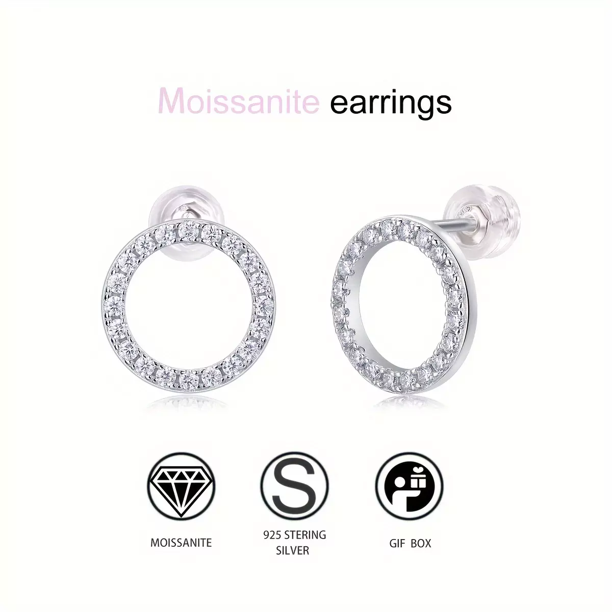 S925 silver/moissanite earrings/fiery/men and women/temperament fashion/party/engagement/wedding/anniversary/gifts for boyfriend and girlfriend/wedding anniversary/with certificate/18K platinum plated/holiday gift