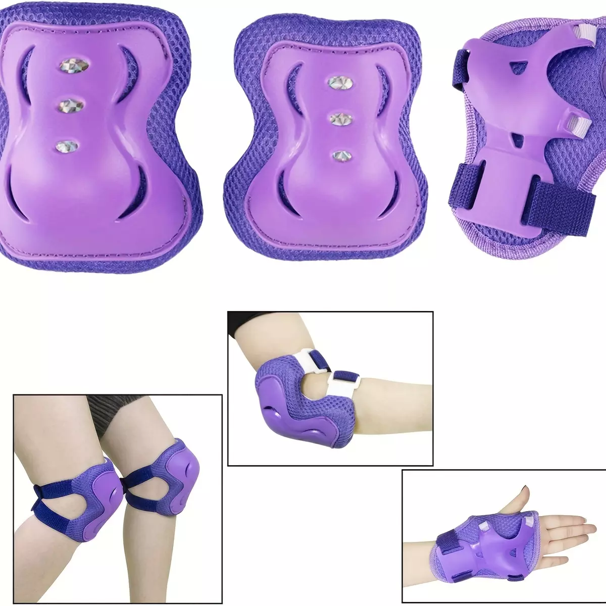 Kids/Youth Knee Pad Elbow Pads Guards 6 in 1 Protective Gear Set for Roller Skates Cycling BMX Bike Skateboard Inline Skatings Scooter Riding Sports-Red
