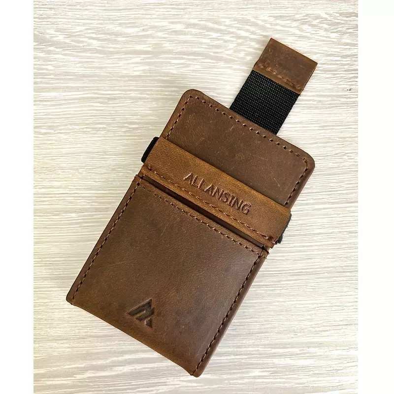 Genuine Leather Minimalist Wallet with RFID Blocking Slim Credit Card Holder for Men Women-Crazy Horse Leather Dark Green