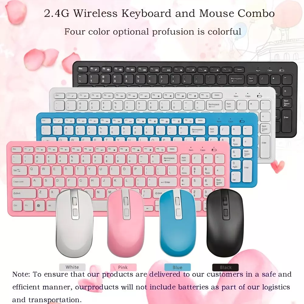 Ergonomic & Slim 2.4G Wireless Keyboard and Mouse Combo | Full-Size PC Connectivity, Durable ABS, Plug-and-Play-Black
