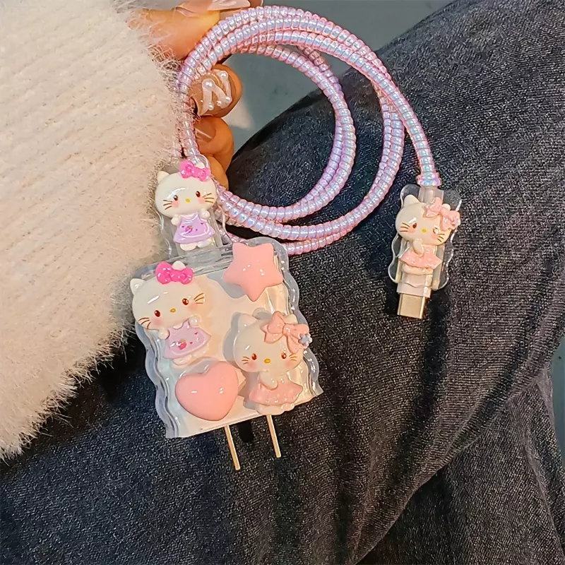 Has Authorized The Production Of A Cartoon Apple 15 Data Cable Protection Case, Which Includes A 14plus Fast Charging Head 20W Soft Case Suitable For 11promax13iPad.-Pink 1 PC