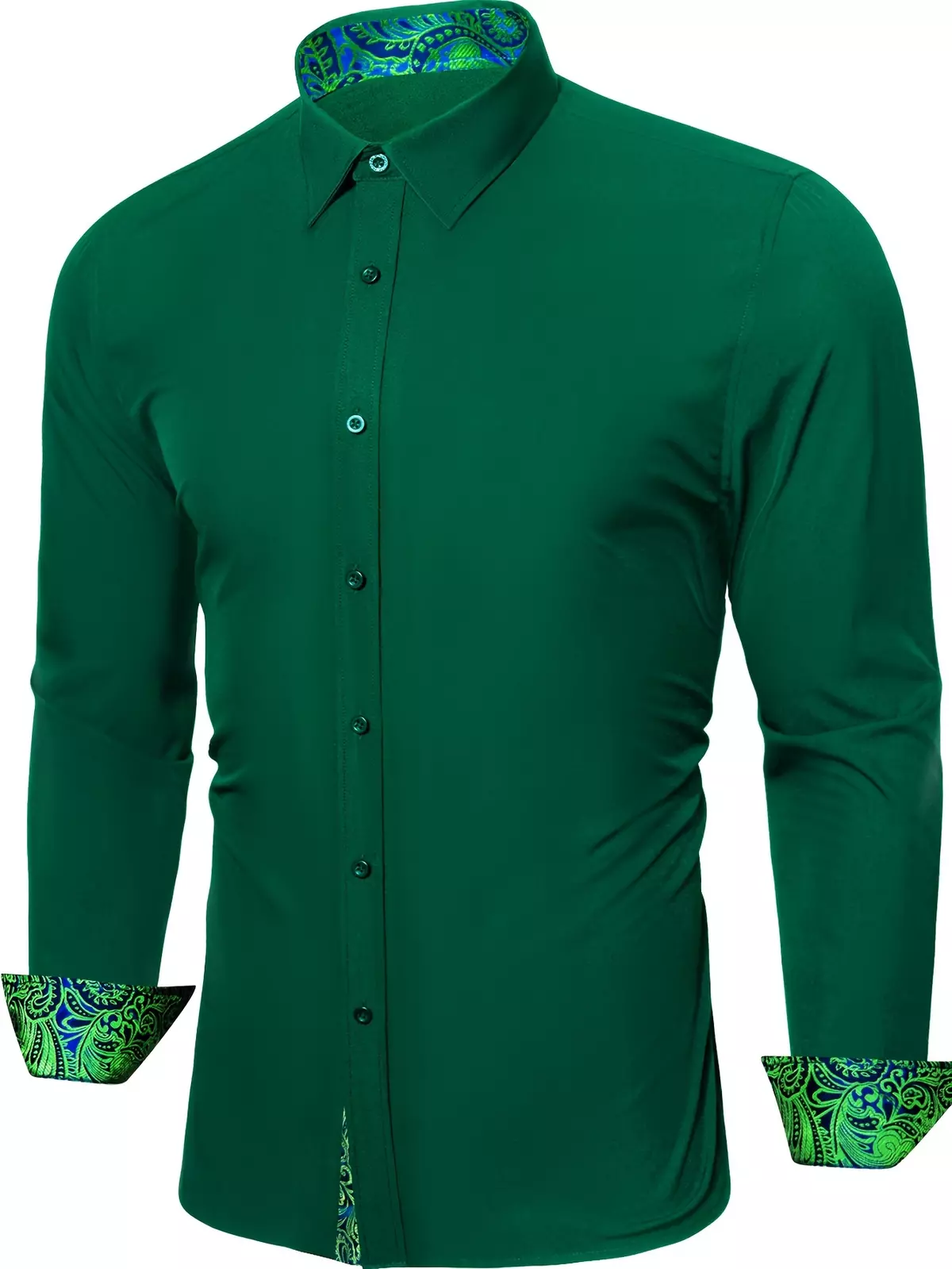Plus Size Men's Paisley Graphic Print Dress Shirt, Long Sleeve Shirt For Party/wedding/formal Prom