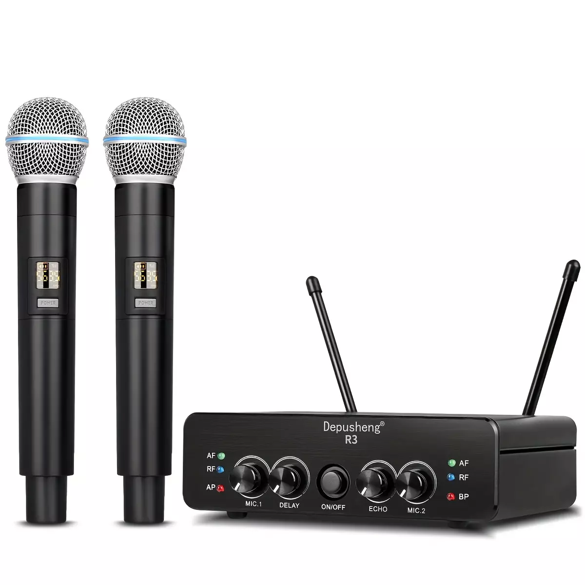 Depusheng R3 Dual Handheld UHF Wireless Microphone Dynamic Wireless Microphone for Karaoke, Church, Wedding, Conference, Party