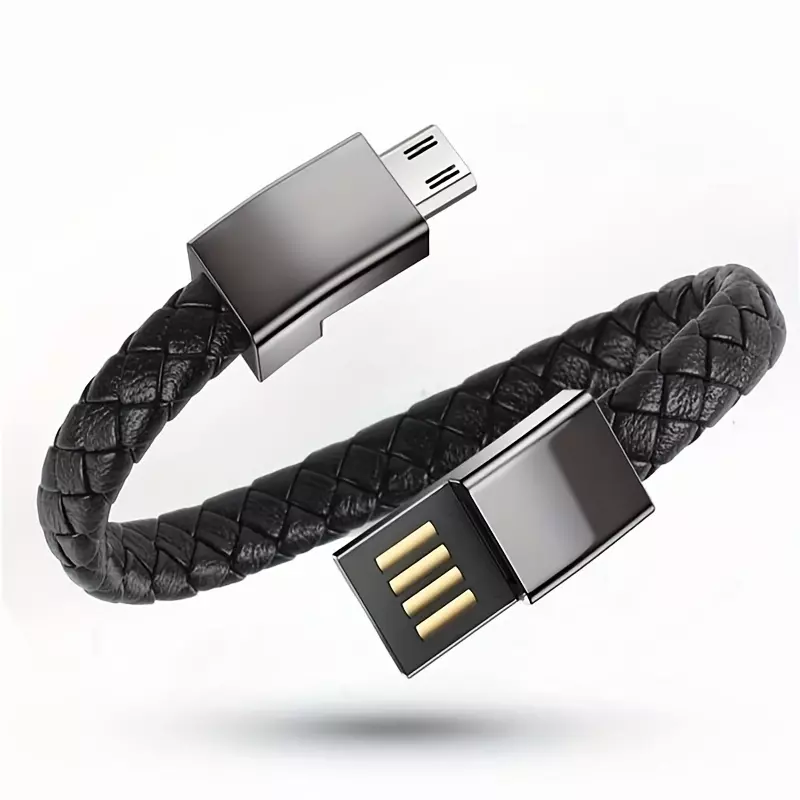 USB C To USB C Bracelet Cable Type C Data Charging Cord For IPhone 15 15Pro 15Promax Samsung Xiaomi Fast Charging Short Cables-Black/Type-c To Type-c