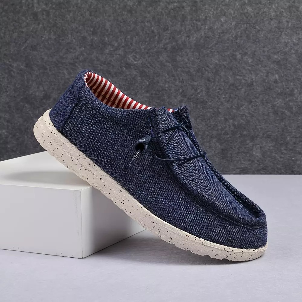 Men's Loafer Shoes, Casual Lightweight Linen Outdoor Sneakers Men's Footwear-Blue