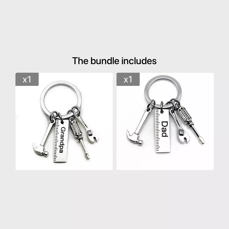 1pc Stainless Steel Keychain Hammer Screwdriver Wrench Dad's Tools Keychain Father's Day Gift