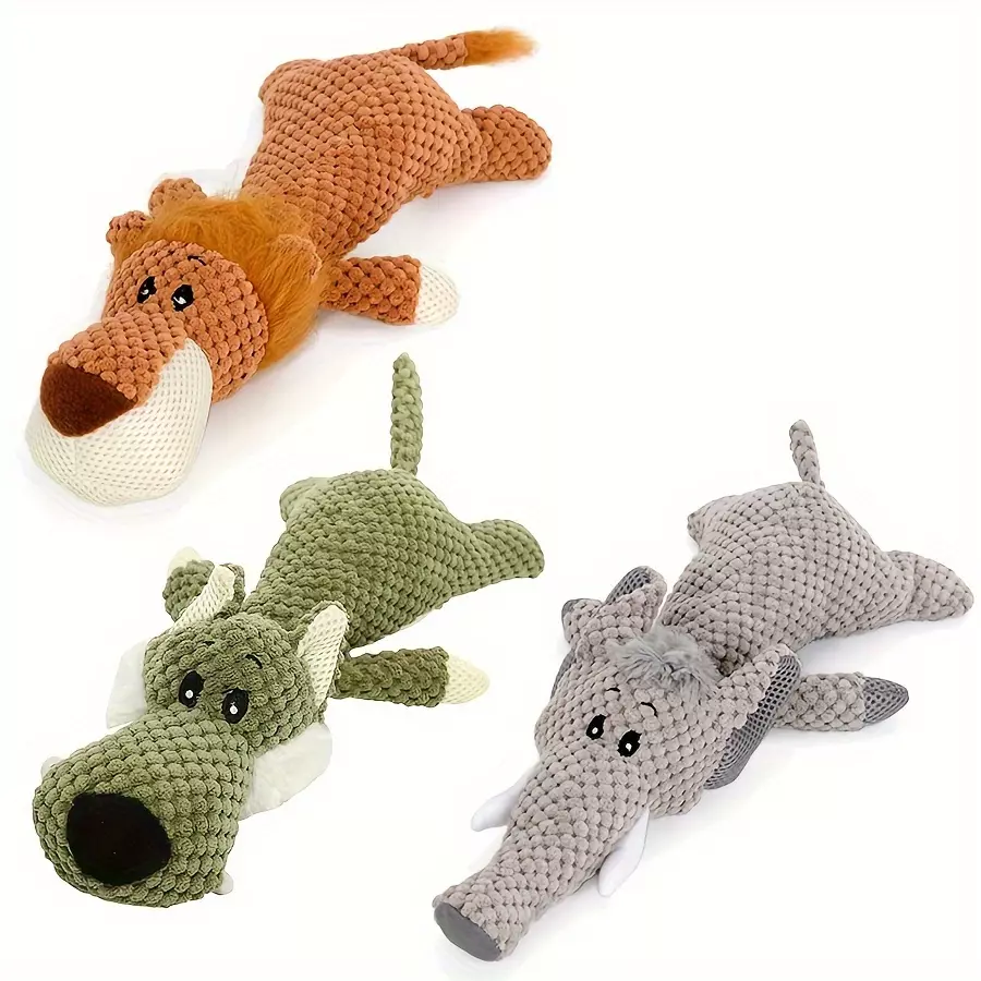 1/3pcs Cute Animals Design Pet Grinding Teeth Squeaky Plush Toy, Chewing Toy For Dog Interactive Supply