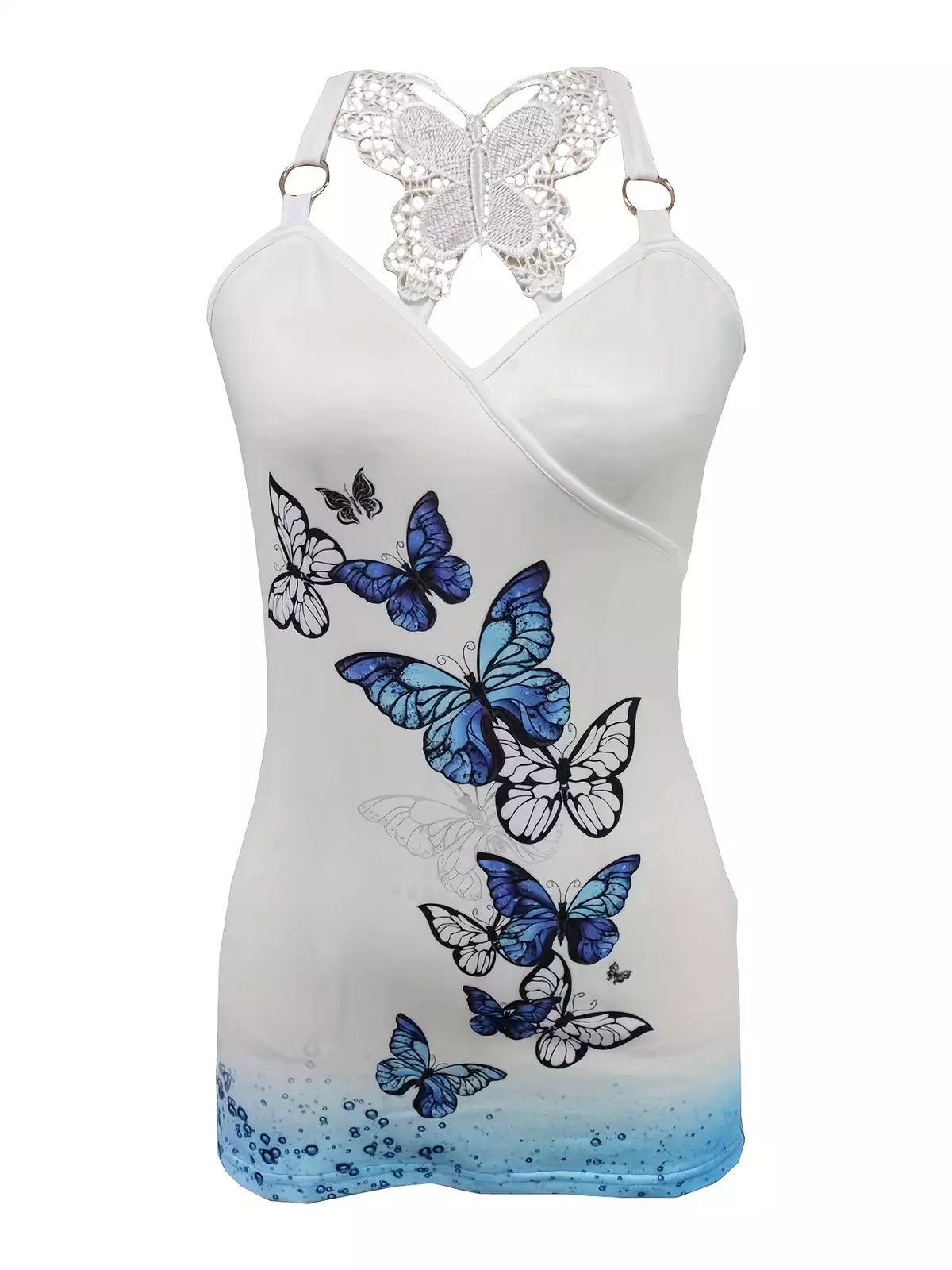 Butterfly Print Casual Two-piece Set, Tank Top & Wide Leg Pants Outfits, Women's Clothing