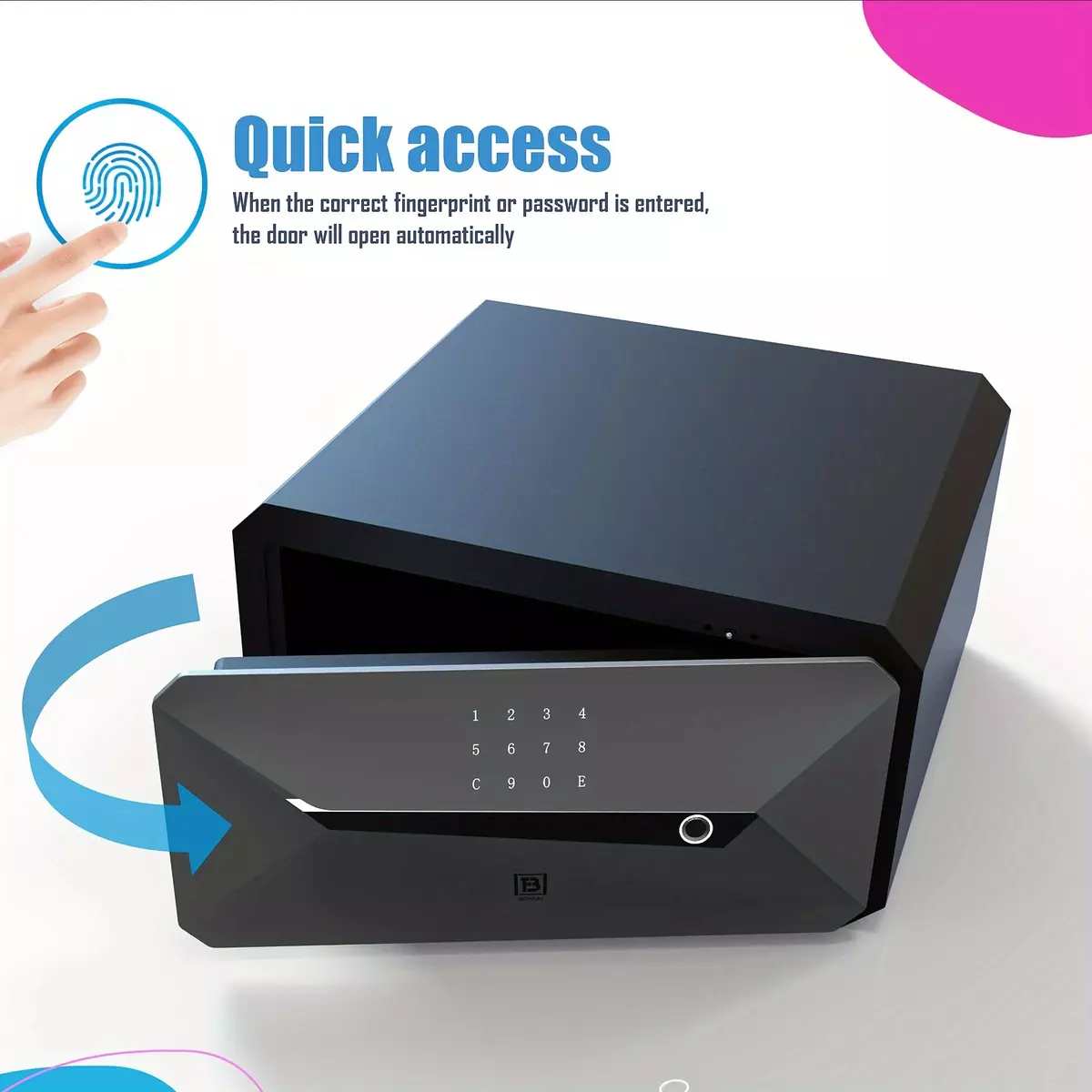 BOFON Fingerprint Smart Safe Box Security Box with Key,1.45 Cubic,Safety Box for Home