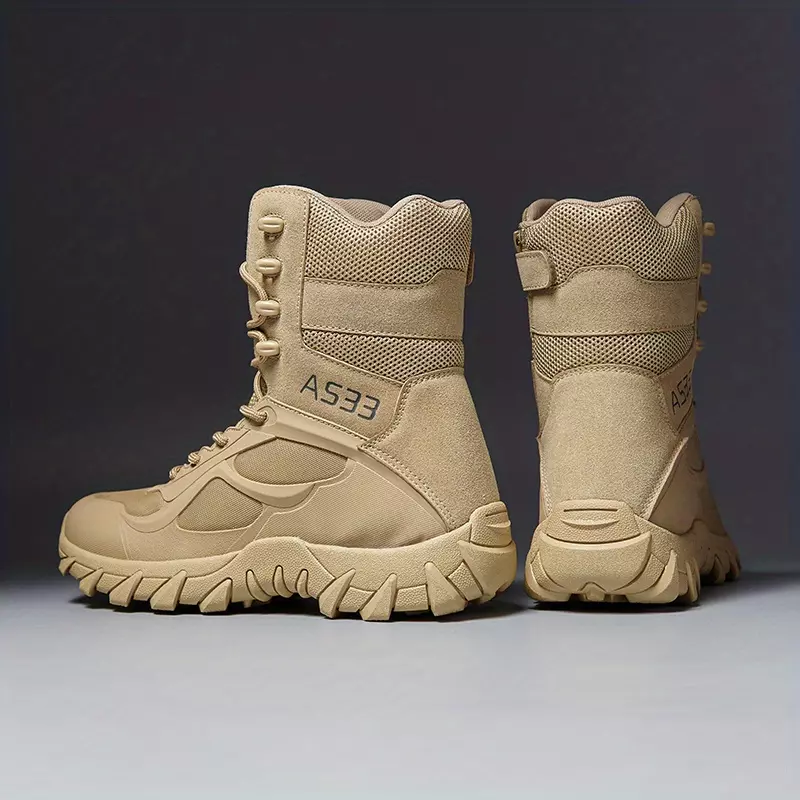 Men's Military Tactical Boots Wear-resistant Non-slip Combat Boots For Outdoor Hiking Trekking-Khaki