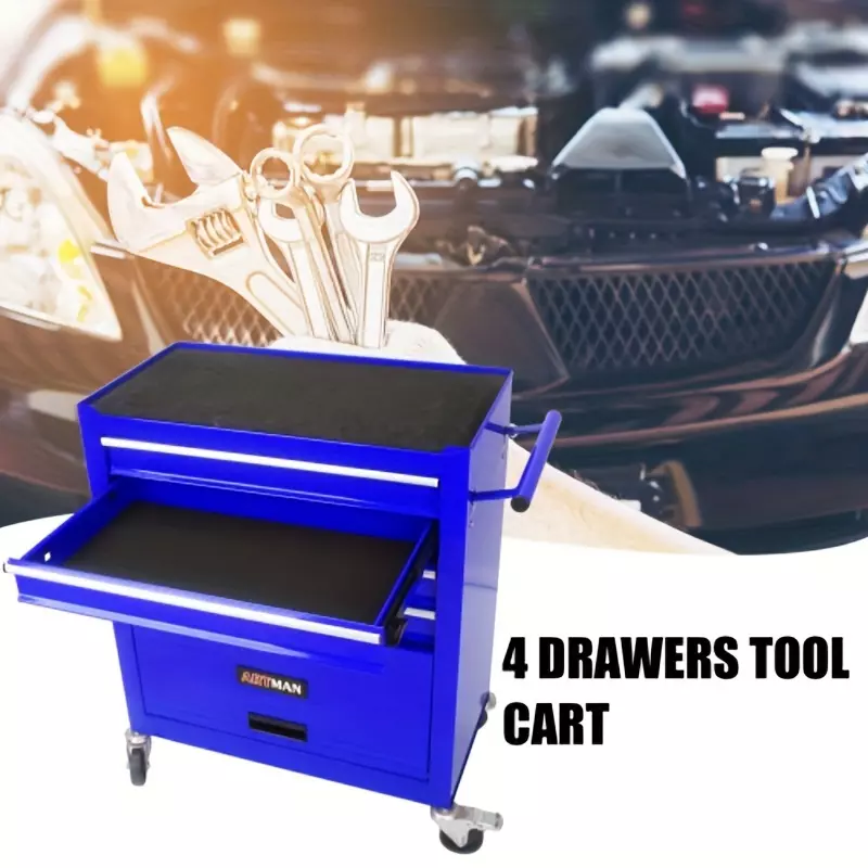 4 DRAWERS MULTIFUNCTIONAL TOOL CART WITH WHEELS-ORANGE-Tangerine