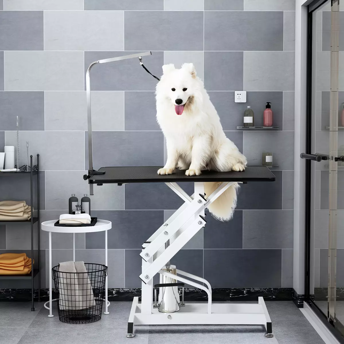 Hydraulic Dog Pet Grooming Table Heavy Duty Big Size Z-Lift Pet Grooming Table 42.5"
