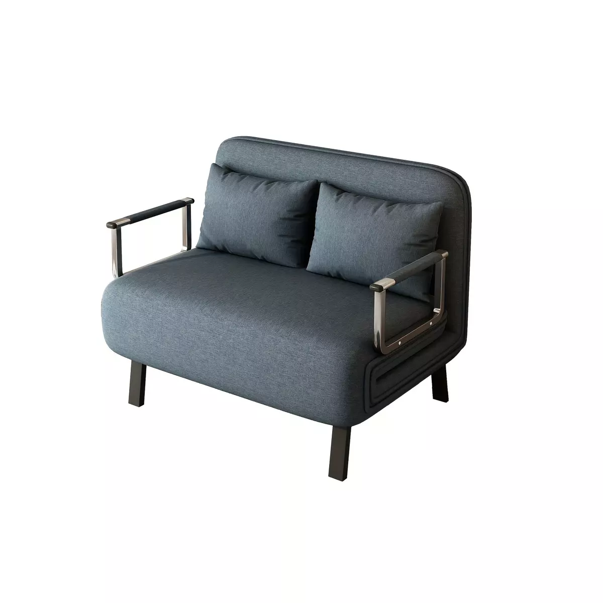 39-inch convertible chair bed, tri-fold sofa bed with adjustable backrest and pillows, home and office lounge recliner with sturdy steel frame, comfortable two-seat sleeper sofa.