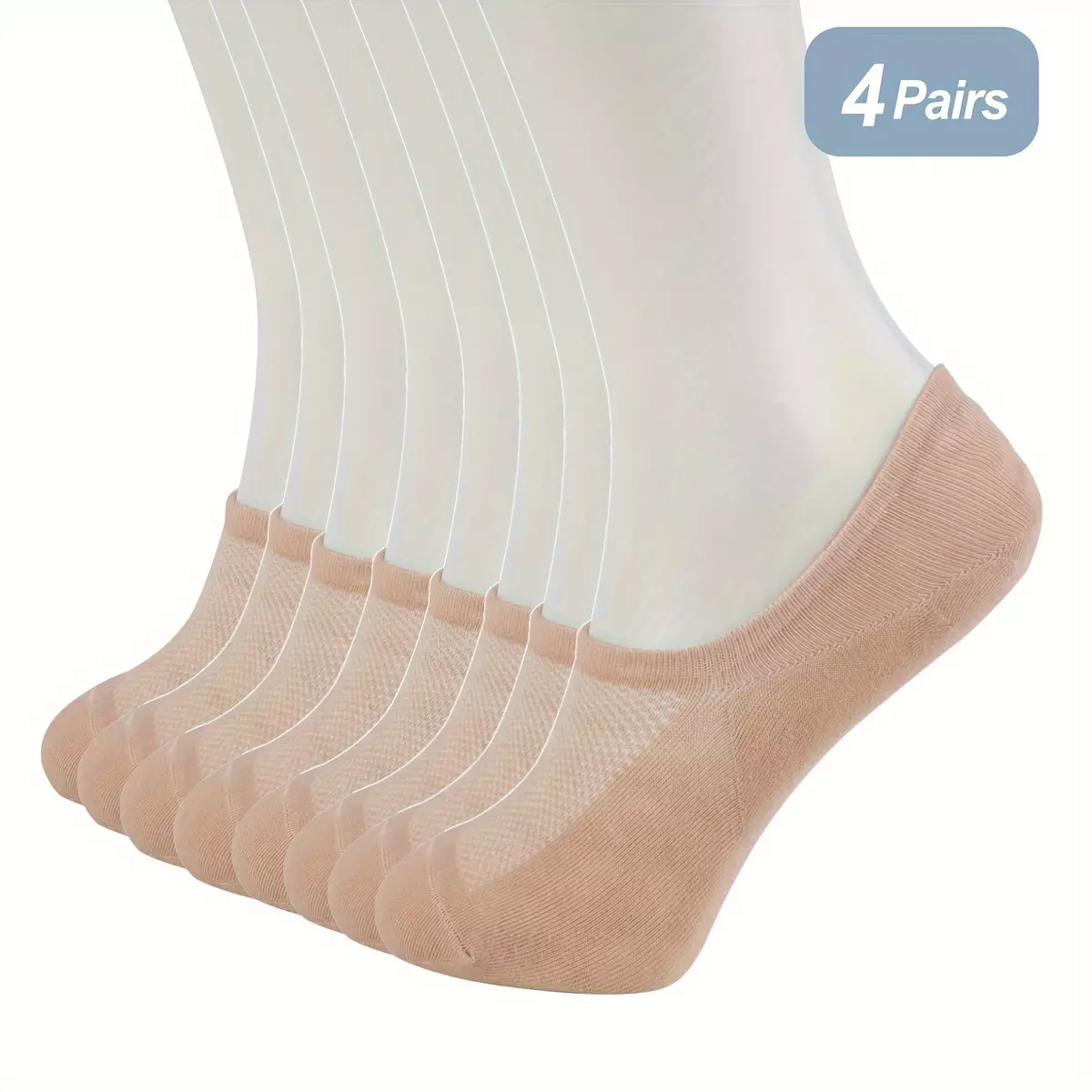 4 Pairs Of Unisex Mesh Breathable Thin Soft & Elastic No Show Socks, Comfy Casual Socks For Men's & Women's Outdoor Activities, Summer-Nude