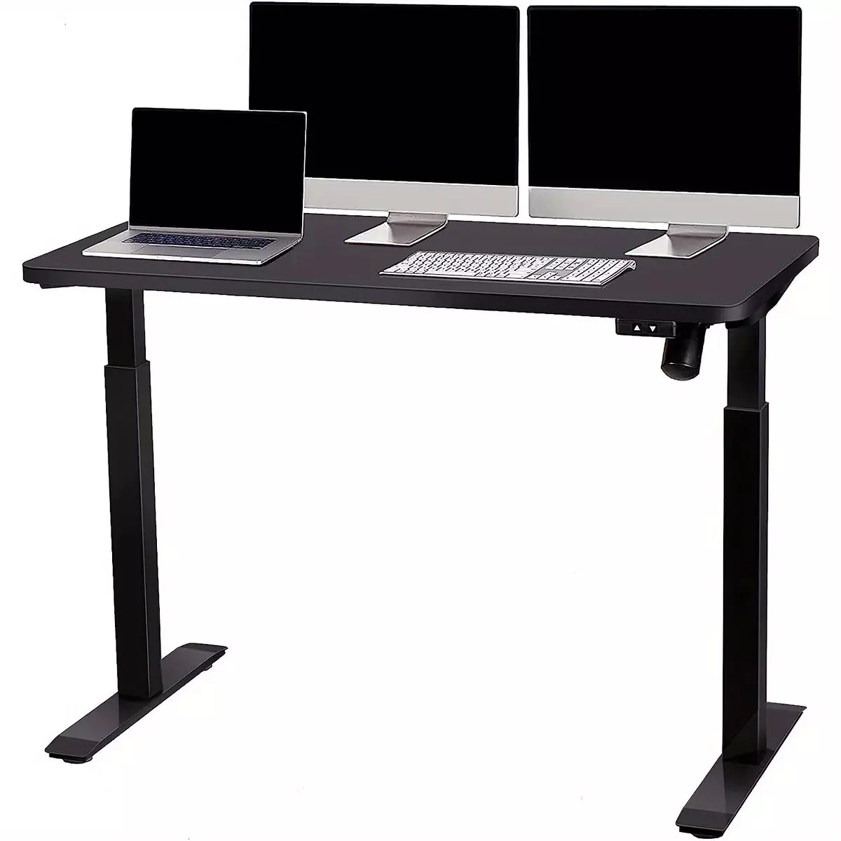 Whole Piece Electric Standing Desk, 48 x 24 Inches Height Adjustable Desk, Sit Stand Desk Home Office Desks - Black-Black + Particle Board