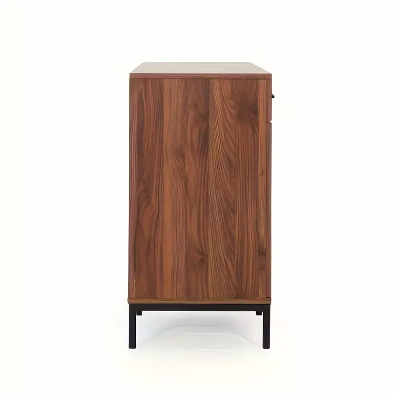 Contemporary Faux Wood Computer Desk, Walnut and Black