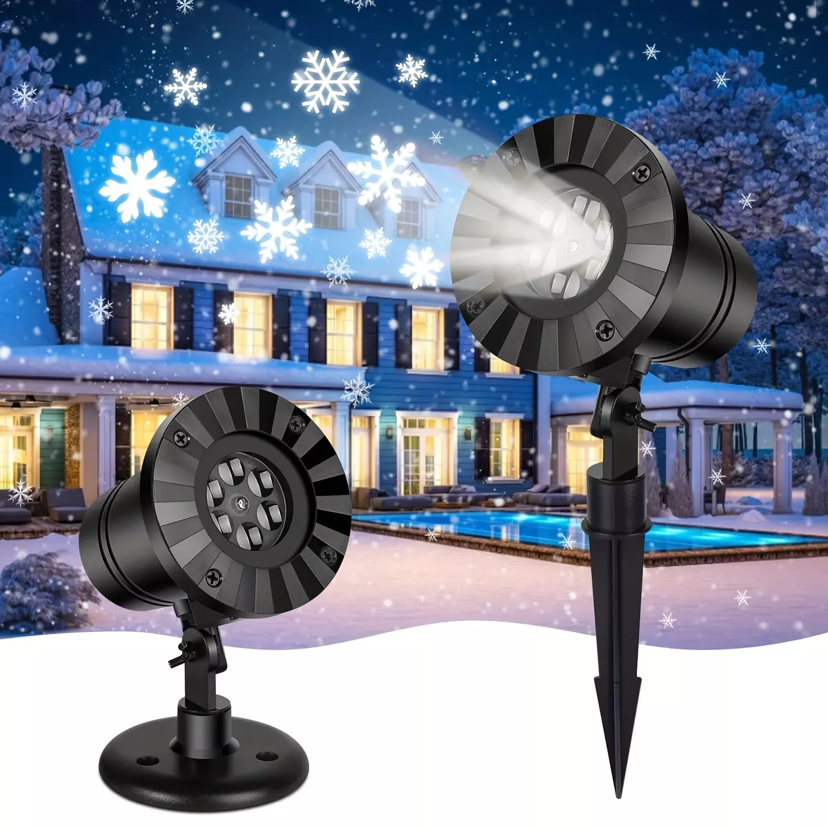 LED Christmas Snowflake Projector Lights Outdoor Moving Snow Landscape Lamp