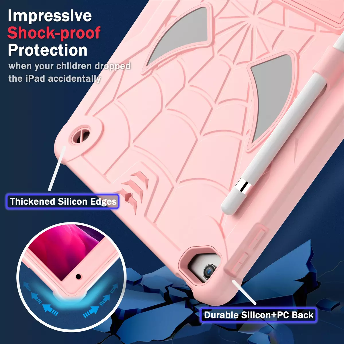 Suitable For IPad 7/8/9 Generation/10.2 Inch 2019/2020/2021 Tablet Protective Cover, Shockproof, Full Package Three-proof Protection Shell Silicone Sleeve, Shockproof, Wear-resistant, Anti-scratch-Red+ Blue