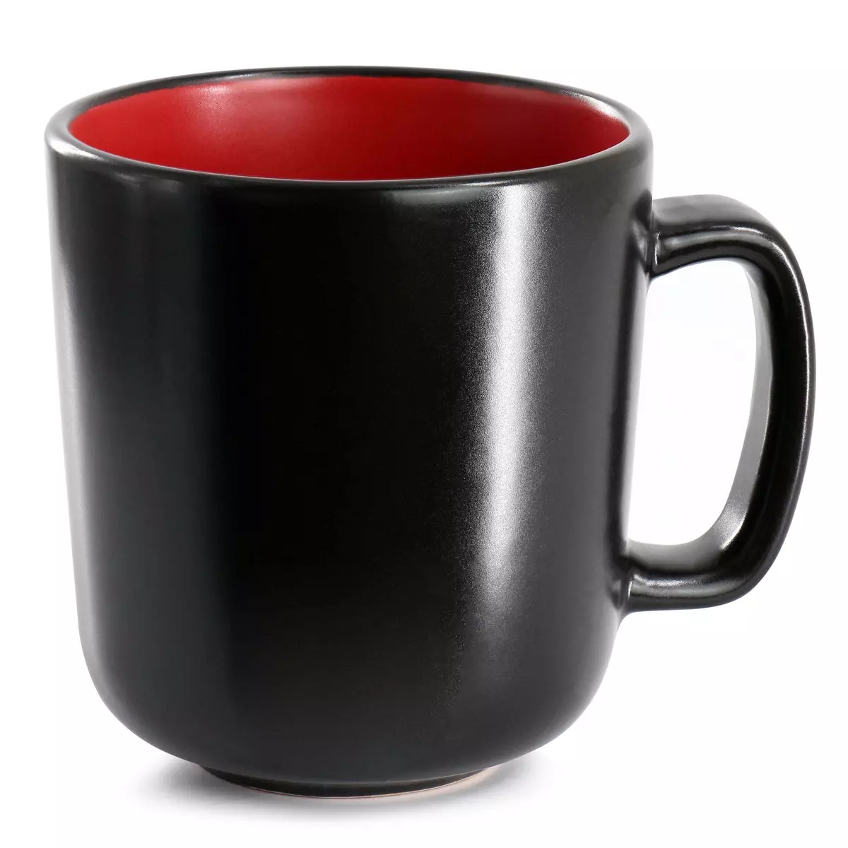 Elama 16 Piece Stoneware Dinnerware Set in Two Tone Black & Red-Red