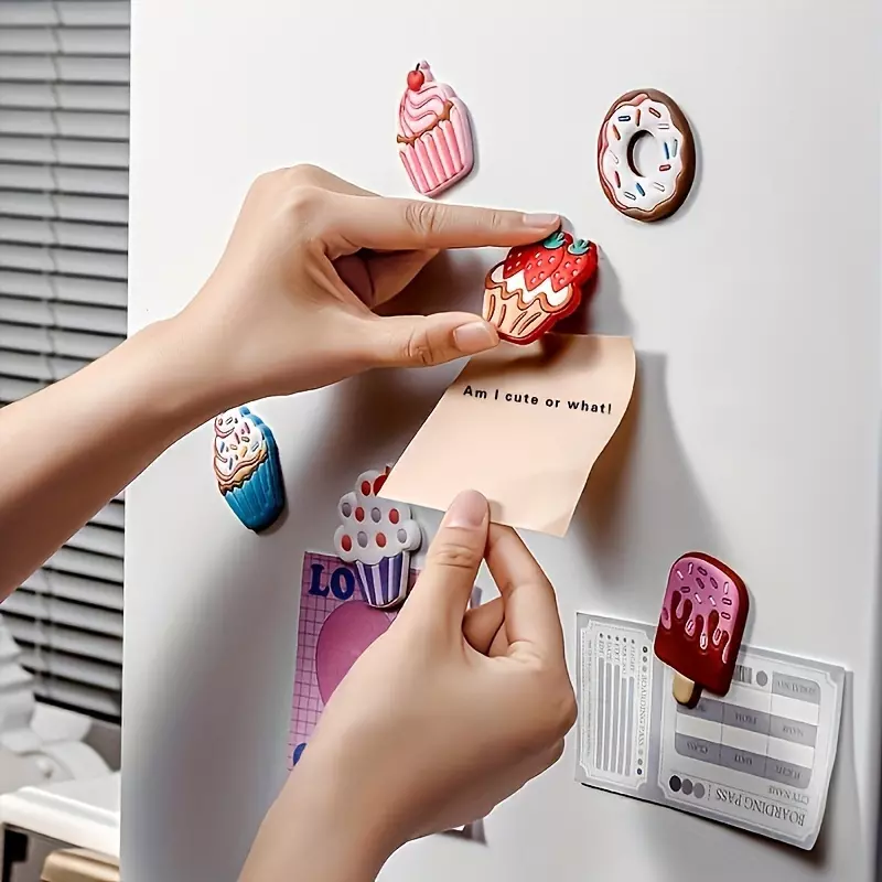 6pcs Cake Creative Refrigerator Sticker, Nordic Three-dimensional Magnetic Magnet Cartoon Decorative Magnetic Sticker