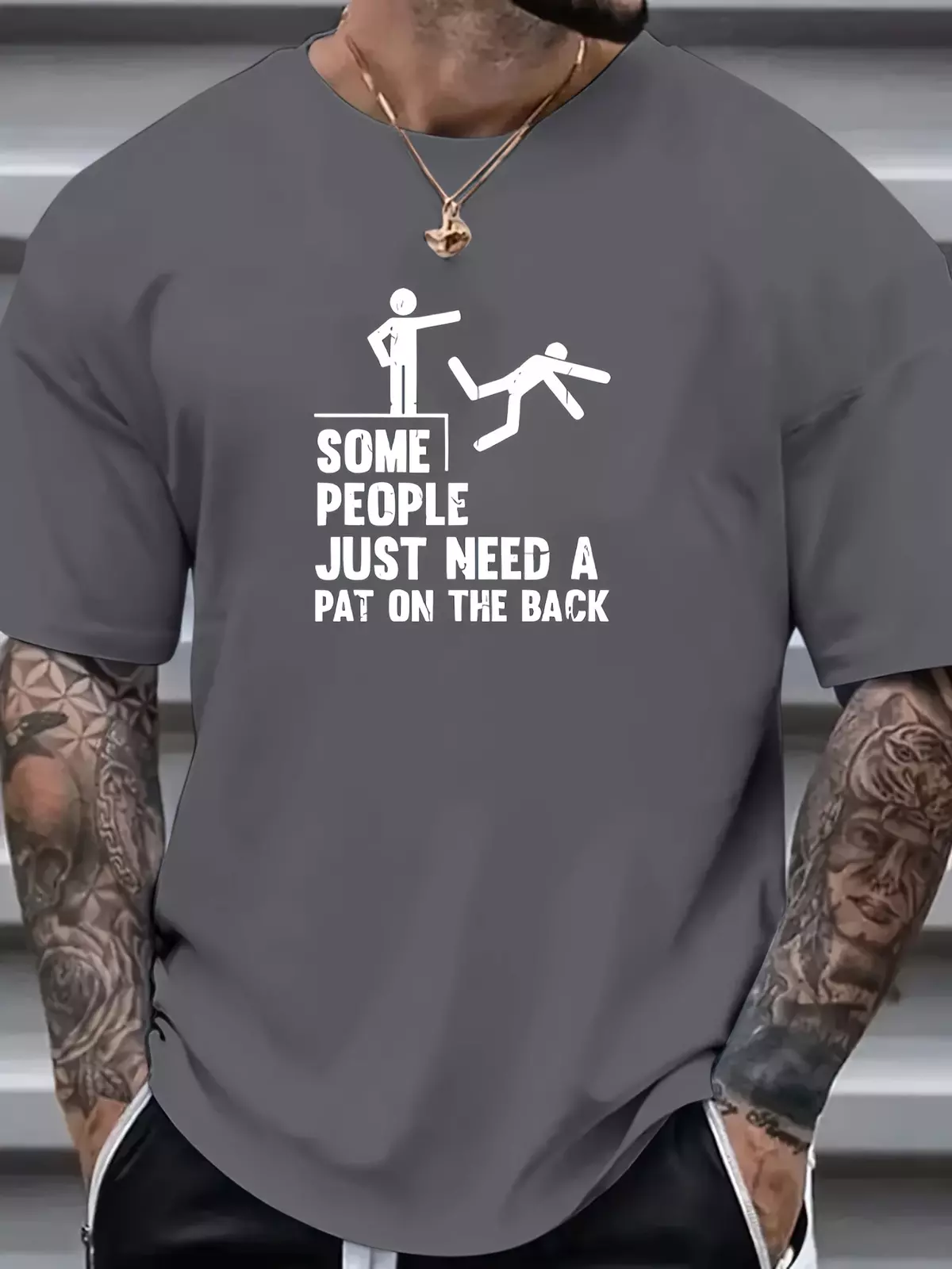 Plus Size Men's Anime Funny Figures Graphic Print T-shirt, Men's Clothing-Black