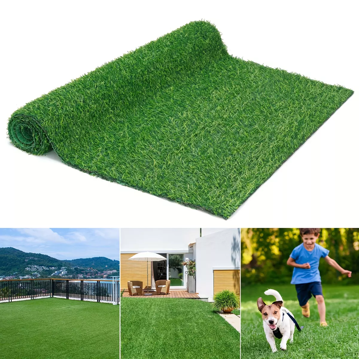 Artificial Turf Grass Lawn, Realistic Synthetic Mat, Indoor Outdoor Garden Landscape for Pets,Fake Faux Rug with Drainage Holes