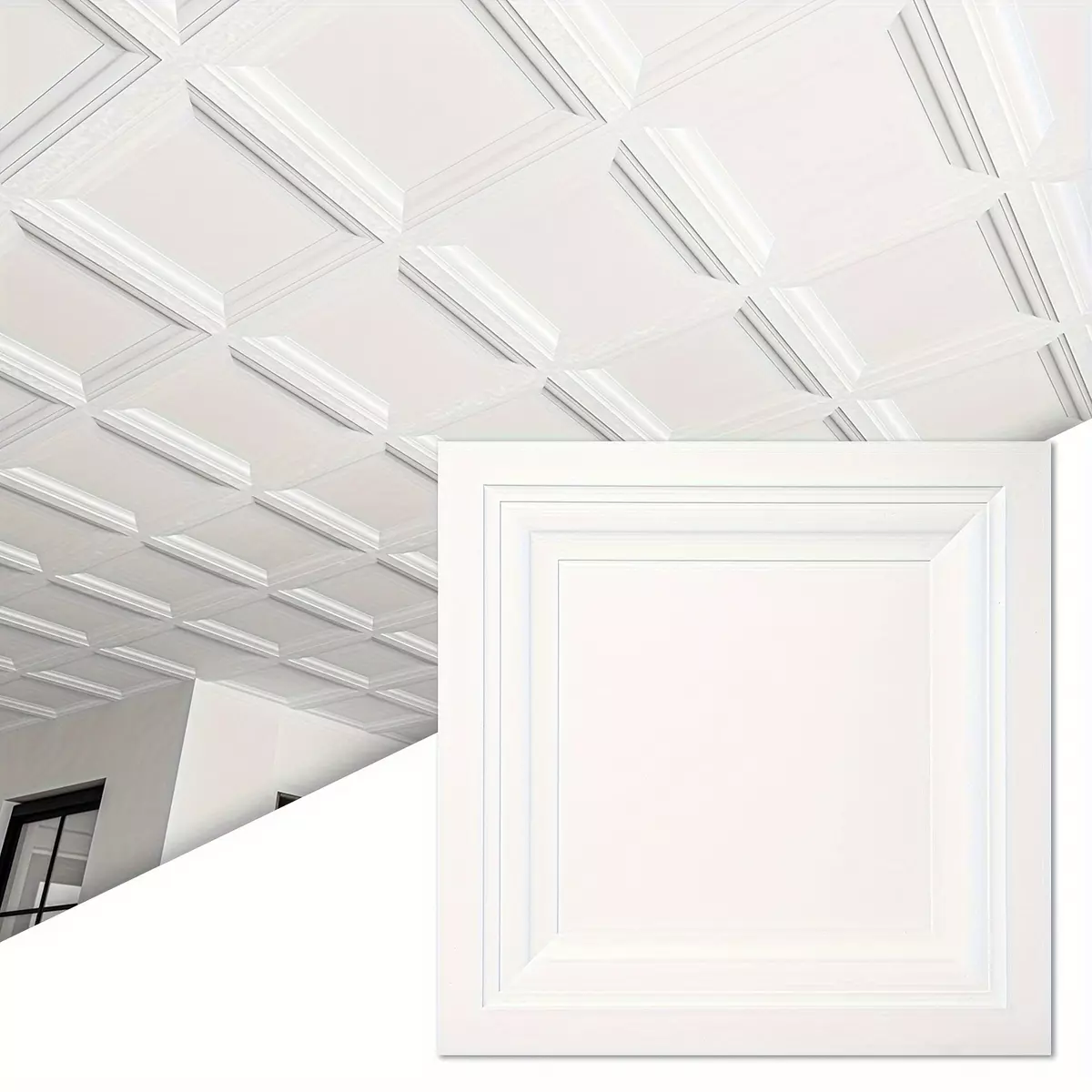 Art3d 12-Pack Square White Drop Ceiling Tile 24"x24", 48 Sq ft/Case