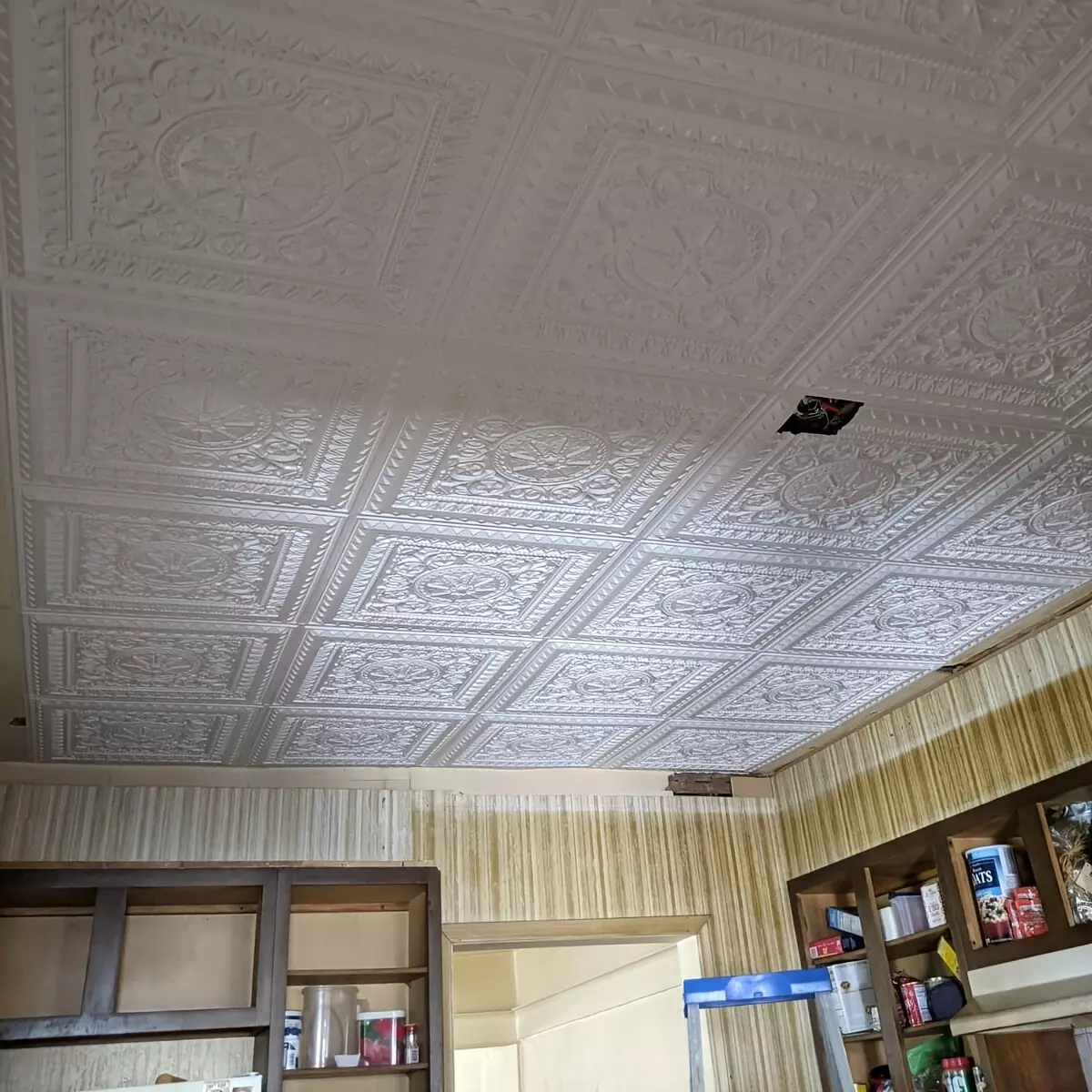 Art3d 12-Pack Vintage Floral Design Ceiling Tile, 24"x24" White Plastic Sheet, 48 Sq ft/Case