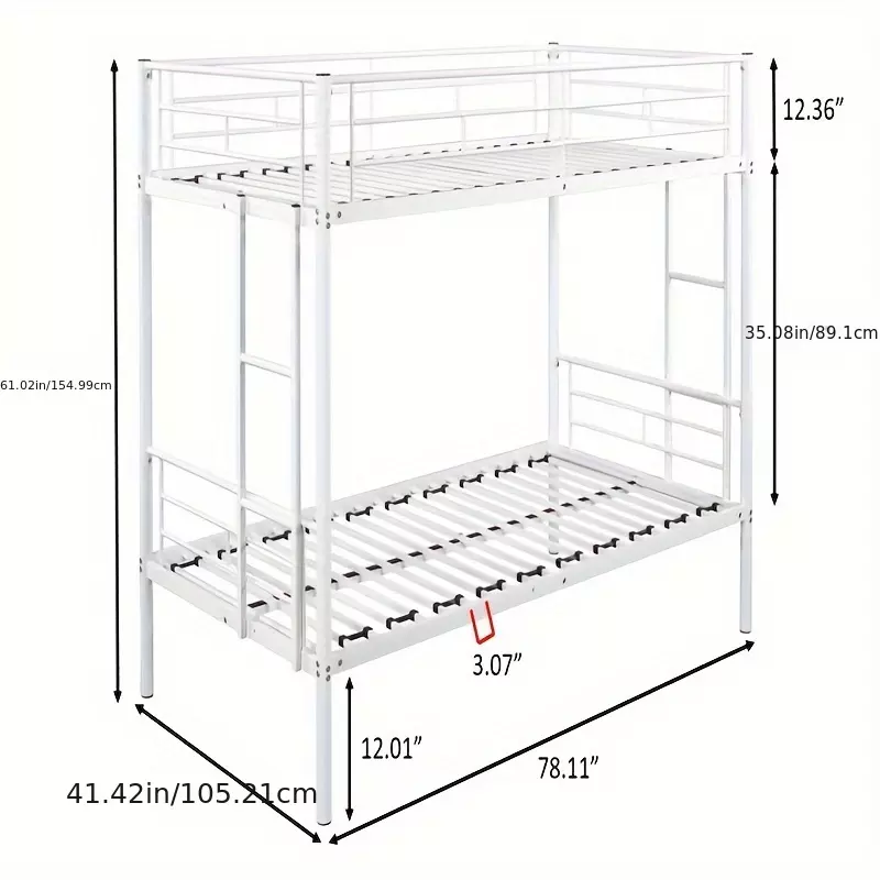 Metal bunk beds/sturdy metal/noise reduction design/safety rails/2-sided ladders/no box spring required