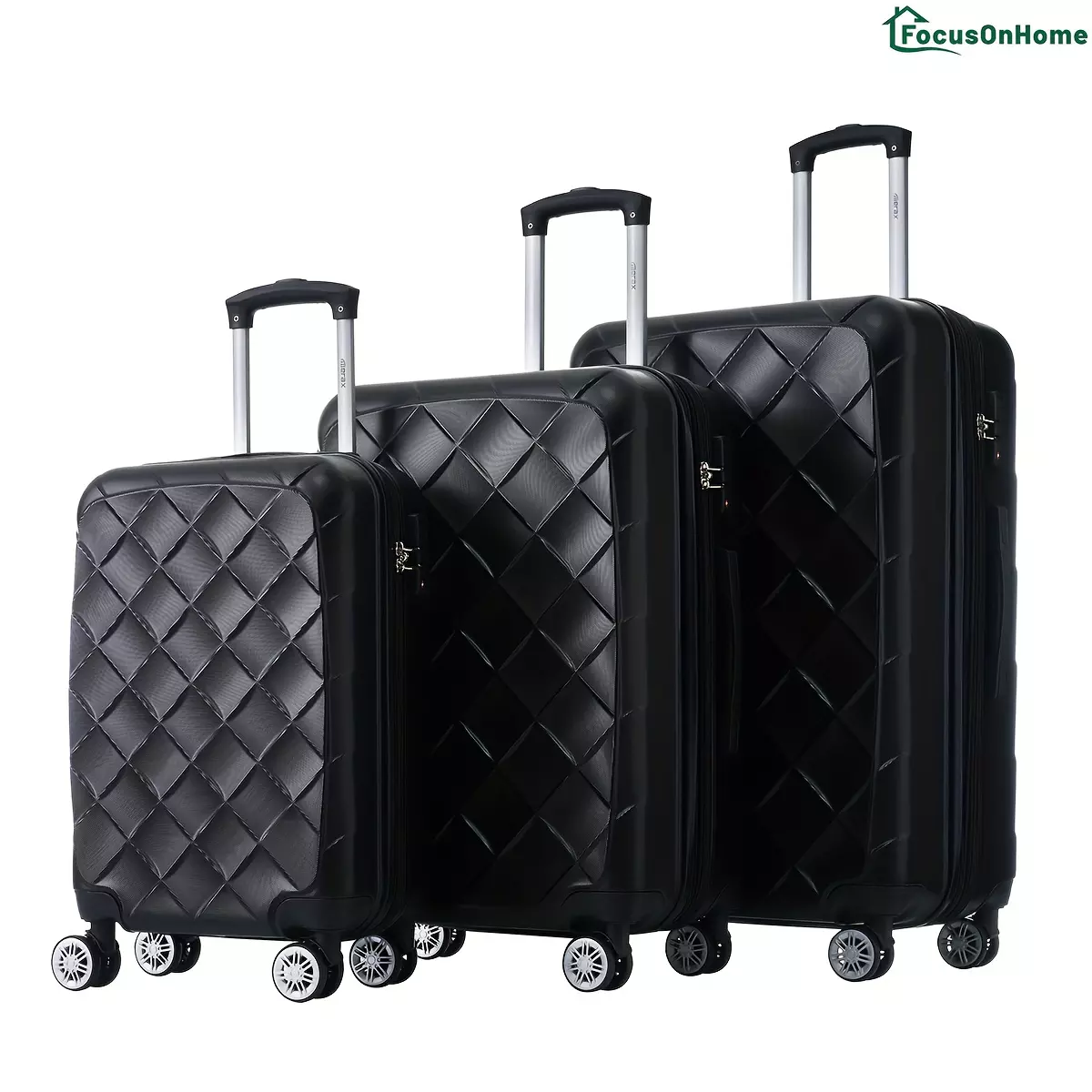 FocusOnHome 3 Piece Luggage Set Suitcase Set, ABS Hard Shell Lightweight Expandable Travel Luggage with TSA Lock, Spinner Wheels for Men Women