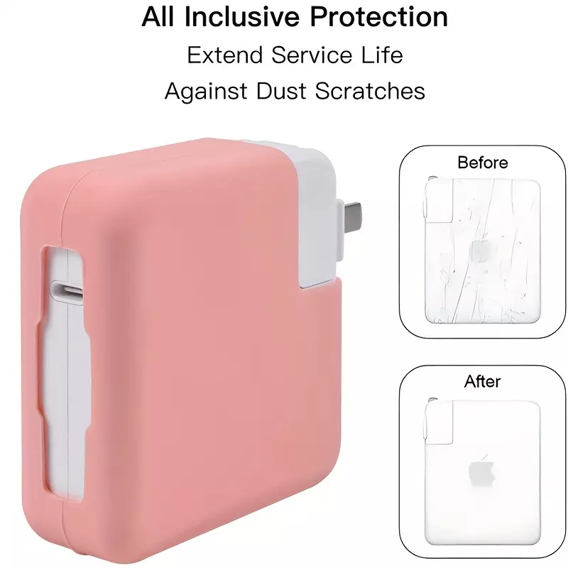 Soft Silicone Charger Protector Case Cover For MacBook Air 13 Inch 2020 M1 A2337 A2179 30W Power Adapter Cover For MacBook Air 13" A1932 2018 2019-Black